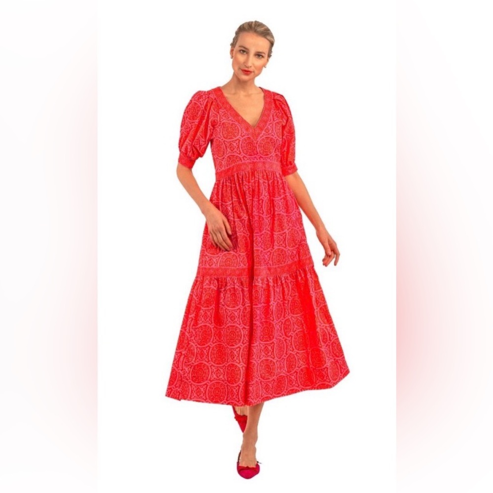 Gretchen Scott Viviers Dress in Sultan's Dining Room pink geometric size small